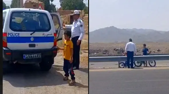 اقدام به‌ موقع پلیس راه راهور فراجا برای نجات 2 نوجوان گرفتار در آزادراه کاشان - نطنز