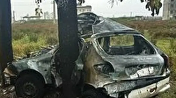 زنده زنده سوختن جوان رشتی در پژو 206 