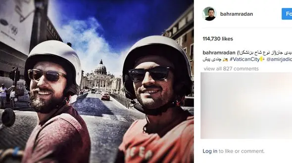 سلفی جالب بهرام رادان با جدیدی جان در خارج از کشور +عکس 