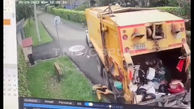 ببینید / اشتباه مهلک راننده کامیون حامل زباله + فیلم