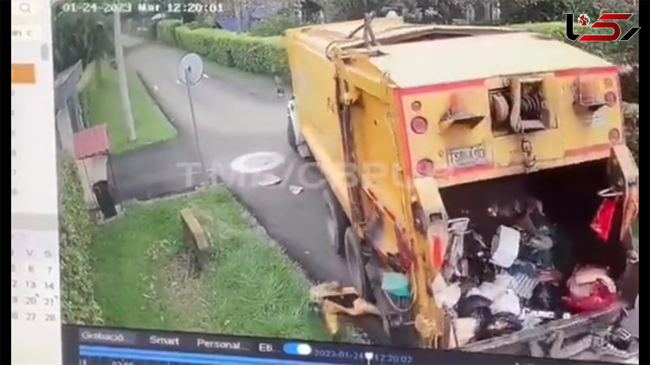 ببینید / اشتباه مهلک راننده کامیون حامل زباله + فیلم
