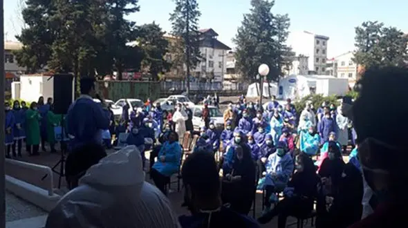 تکذیب شایعه جشن پایان کرونا در بیمارستان رازی رشت / مراسم قدردانی از کادر درمانی بود