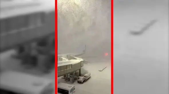 فیلم بارش شدید برف در فرودگاه تیتوسه ژاپن