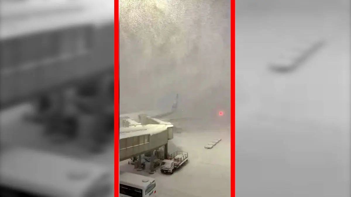 فیلم بارش شدید برف در فرودگاه تیتوسه ژاپن