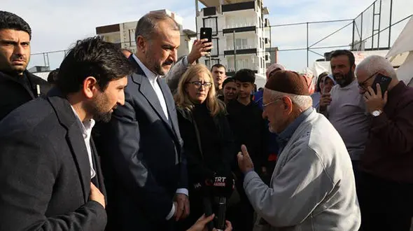 امیرعبداللهیان از مناطق زلزله‌زده ترکیه بازدید کرد+فیلم