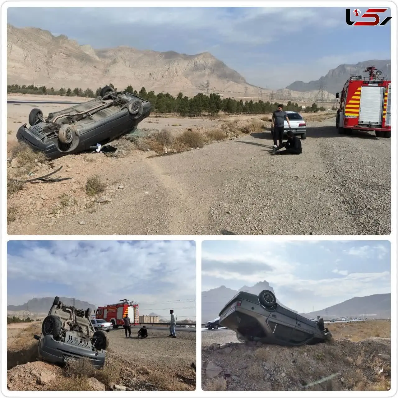 واژگونی خودرو پژو در محور نجف آباد به خمینی شهر/ راننده شانس آورد! + عکس