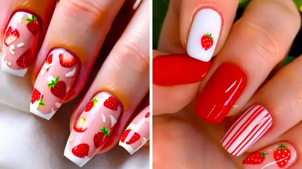 طراحی ناخن توت فرنگی؛ 15 ایده جذاب و شاد برای ظاهری متفاوت