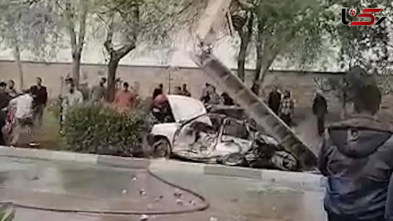 فیلم مرگ دردناک مرد اهوازی در تصادف با تیر برق 