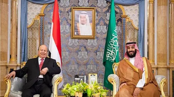 دیدار دروغین بن سلمان با رئیس دولت مستعفی یمن / تلاش برای مانور زنده بودن بن سلمان + عکس
