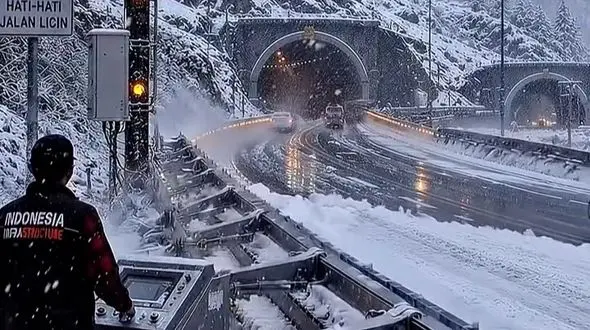 فیلم شگفت‌ انگیز از دستگاه برف‌ روب