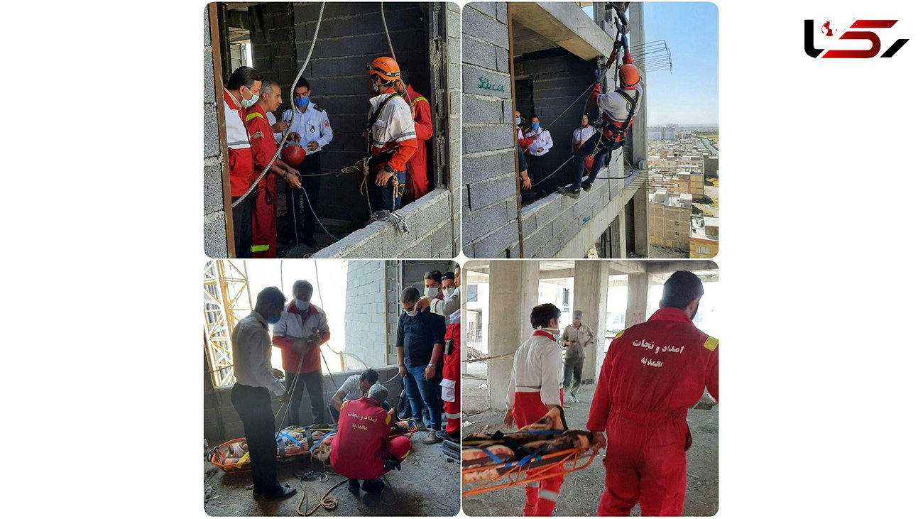 سقوط کارگر ساختمانی از ارتفاع در محمدیه + عکس