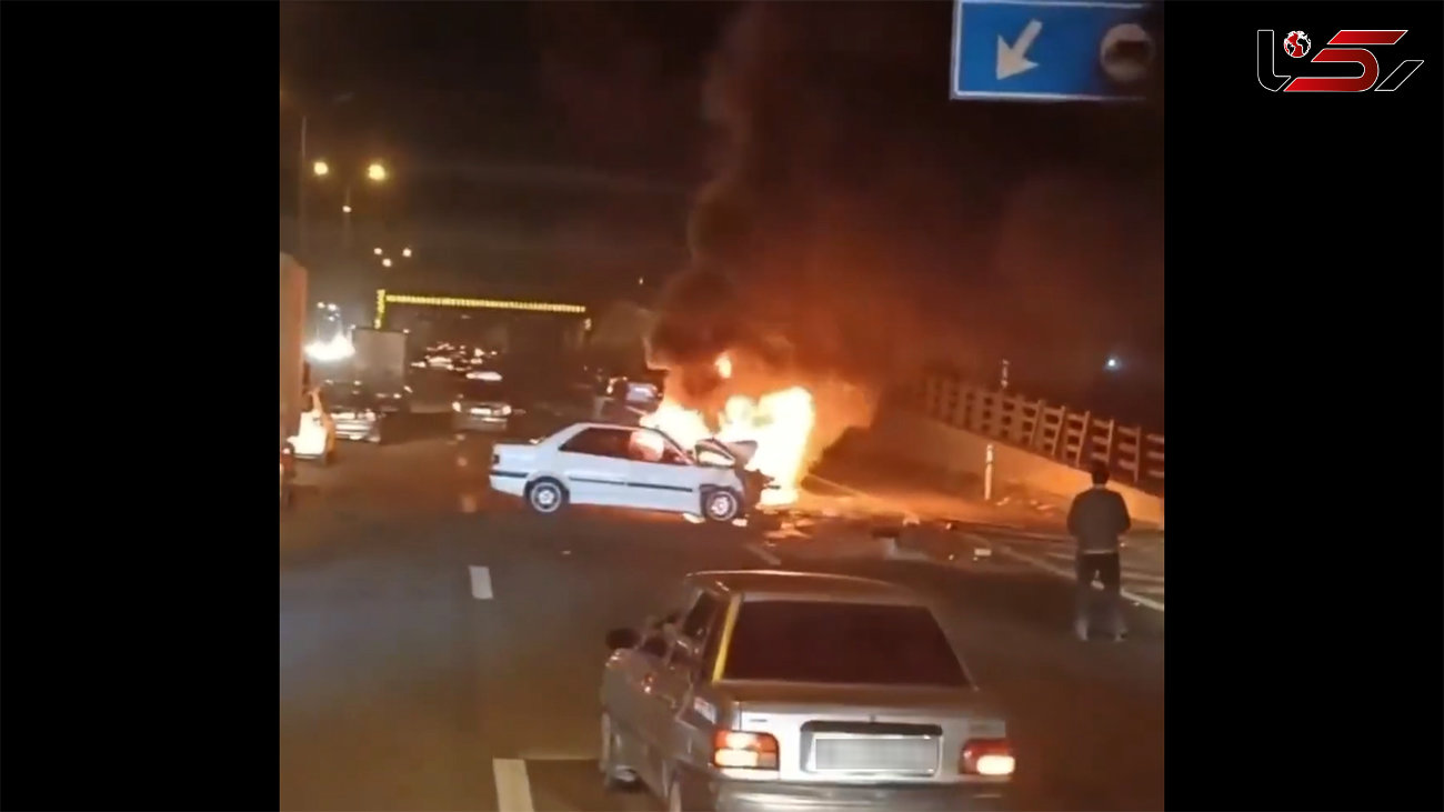 تصادف مرگبار در مشهد / خودرو سواری در آتش سوخت