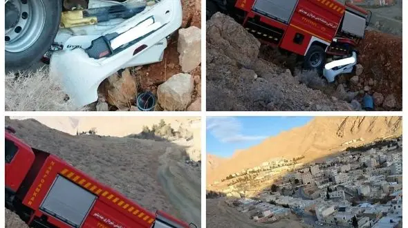  خودرو آتش نشانی در مهدیشهراز کوه سقوط  کرد