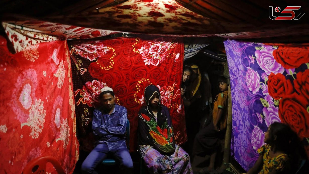 مراسم ازدواج یک زوج آواره روهینگیایی در اردوگاه پناهجویان+ تصاویر
