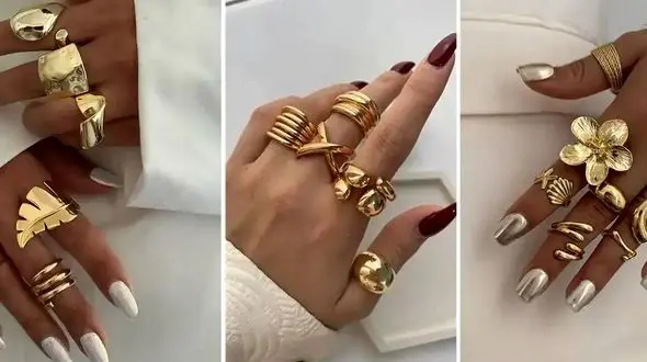 انگشتر طلای زنانه بزرگ؛ جلوه‌ ای شیک برای بانوان خاص