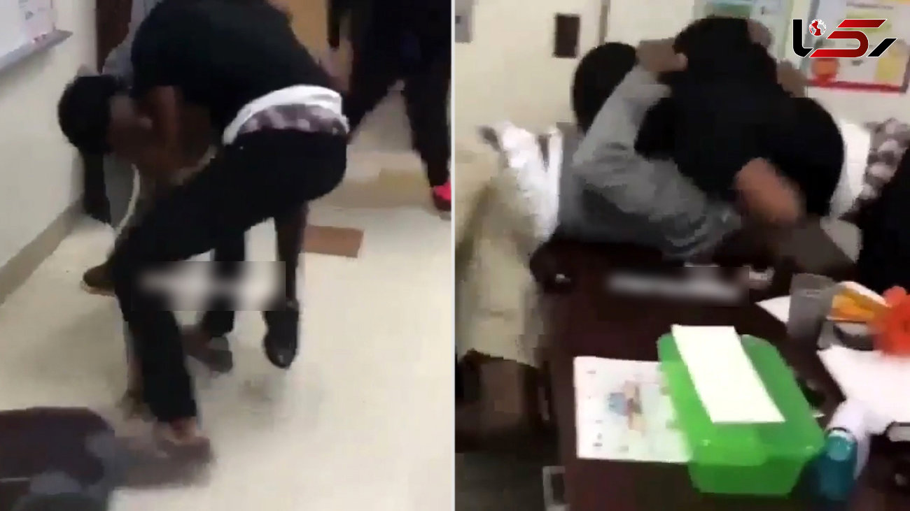 رینگ بوکس در کلاس درس / 2 دانش آموز دبیرستانی تا سر حد مرگ یکدیگر را کتک زدند و ..! + فیلم و عکس