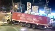 صحنه دلخراش عبور کامیون از روی یک موتور سوار+فیلم