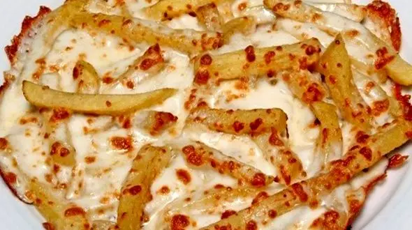 املت سیب زمینی پنیری با ژامبون+دستور پخت