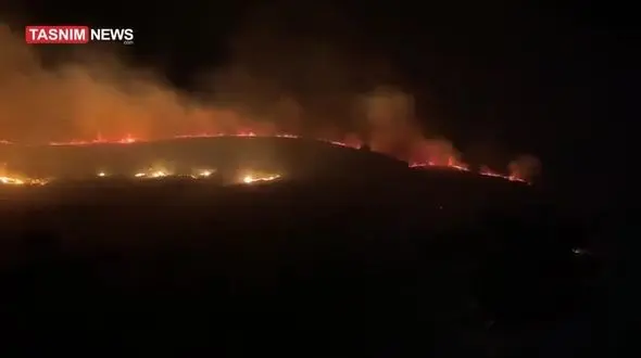 ببینید / آتش‌سوزی مهیب در اطراف شهرک صهیونیستی + فیلم