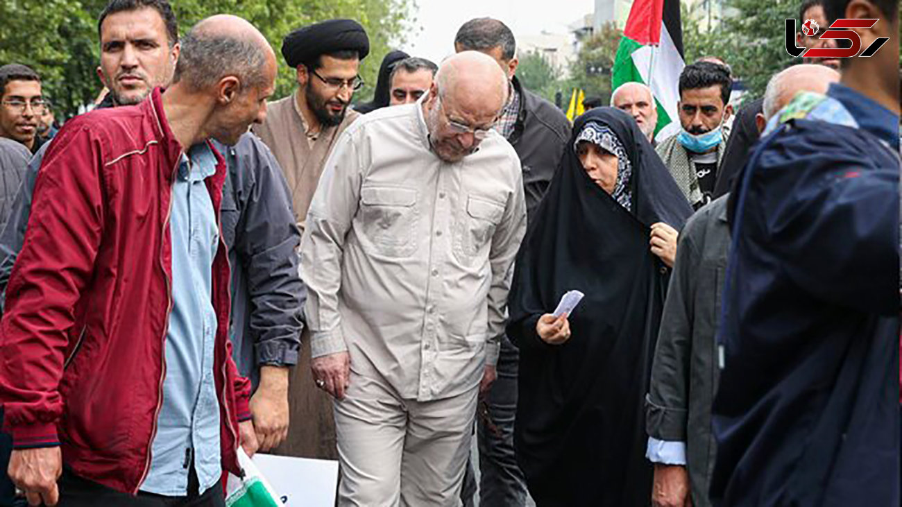 حضور قالیباف در راهپیمایی محکومیت جنایات رژیم صهیونیستی