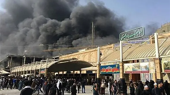 فیلم آتش سوزی در نزدیکی حرم امام حسین (ع)