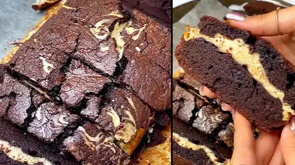 طرز تهیه کیک خاص/ترکیب چیزکیک و کیک براونی