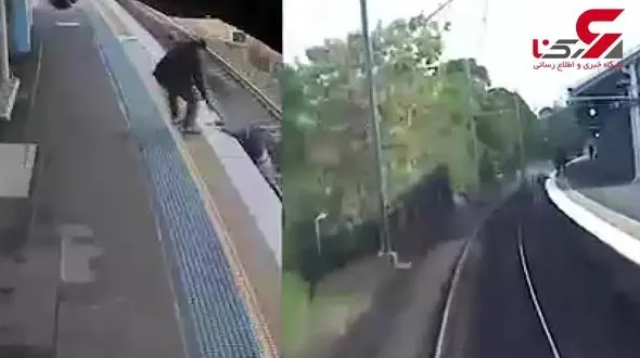 نجات یک مرد قبل از رفتن به زیر قطار + تصویر