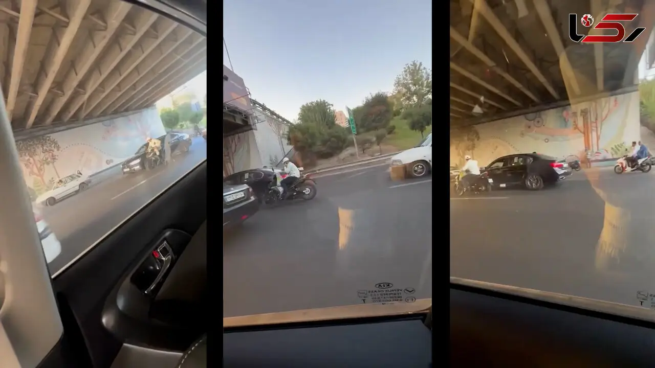 فیلم گفتگو با راننده بی‌ام‌ و  بعد حمله زورگیران موتورسوار در اتوبان نیایش / قمه داشتند و گردنبد طلایم را گرفتند اما ...