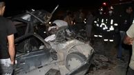 صحنه وحشتناک مرگ راننده پژو له شده در تصادف با کامیون در جاده شیراز
