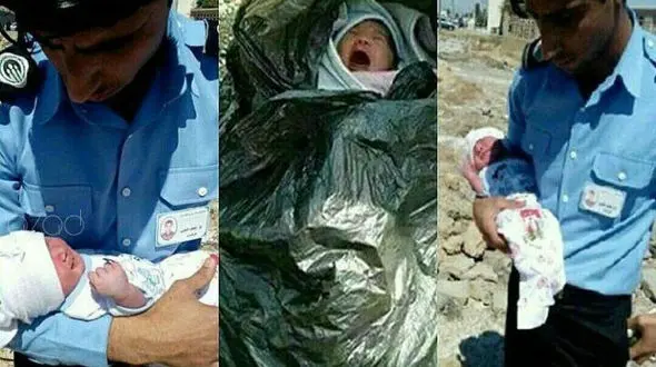 شوک در کهنوج / نوزاد را در کیسه زباله انداختند + عکس تکاندهنده