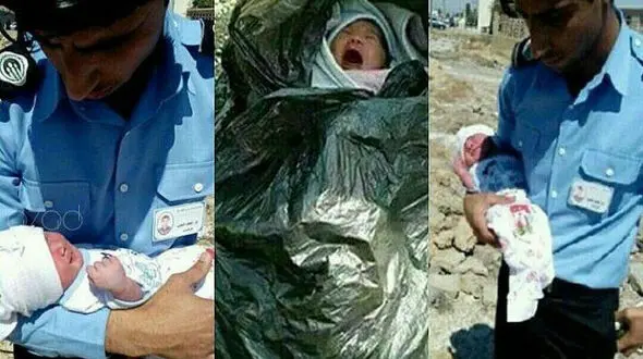 شوک در کهنوج / نوزاد را در کیسه زباله انداختند + عکس تکاندهنده