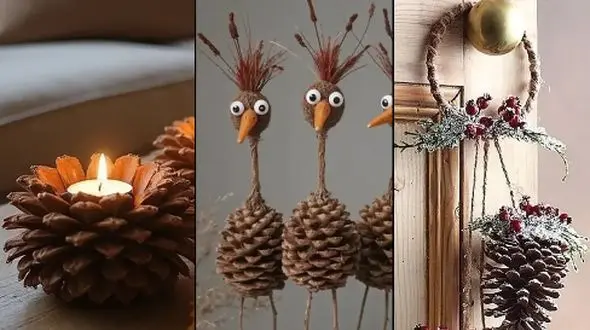 ساخت هدیه‌ های دست‌ ساز با استفاده از مخروط‌ های کاج طبیعی