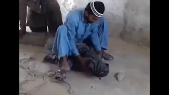 فیلم لحظه زنده‌گیری یک تمساح بزرگ توسط مرد روستایی در چابهار 