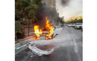 آتش گرفتن «بنز» در بزرگراه امام علی (ع)+ عکس