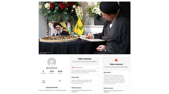 اقدام تیک تاک علیه صفحه رسمی سیدحسن خمینی به دلیل ادای احترام به شهیدسیدحسن نصرالله