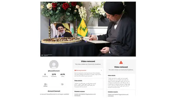 اقدام تیک تاک علیه صفحه رسمی سیدحسن خمینی به دلیل ادای احترام به شهیدسیدحسن نصرالله