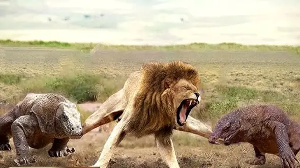 فیلم شاهکار باورنکردنی حیات وحش / اژدهای کومودو چطور شیر را بلعید !