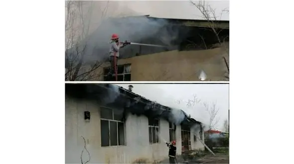 مدرسه آیت‌الله بروجردی فومن در آتش سوخت + عکس