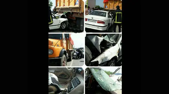 مرگ پیرمرد در تصادف سمند با کامیون + عکس 