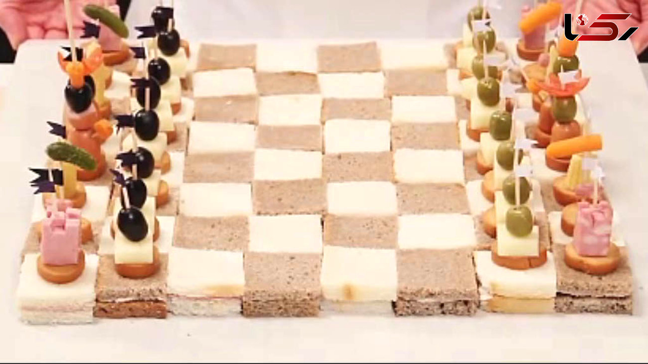 تزیین میان وعده غذایی به شکل شطرنج+فیلم