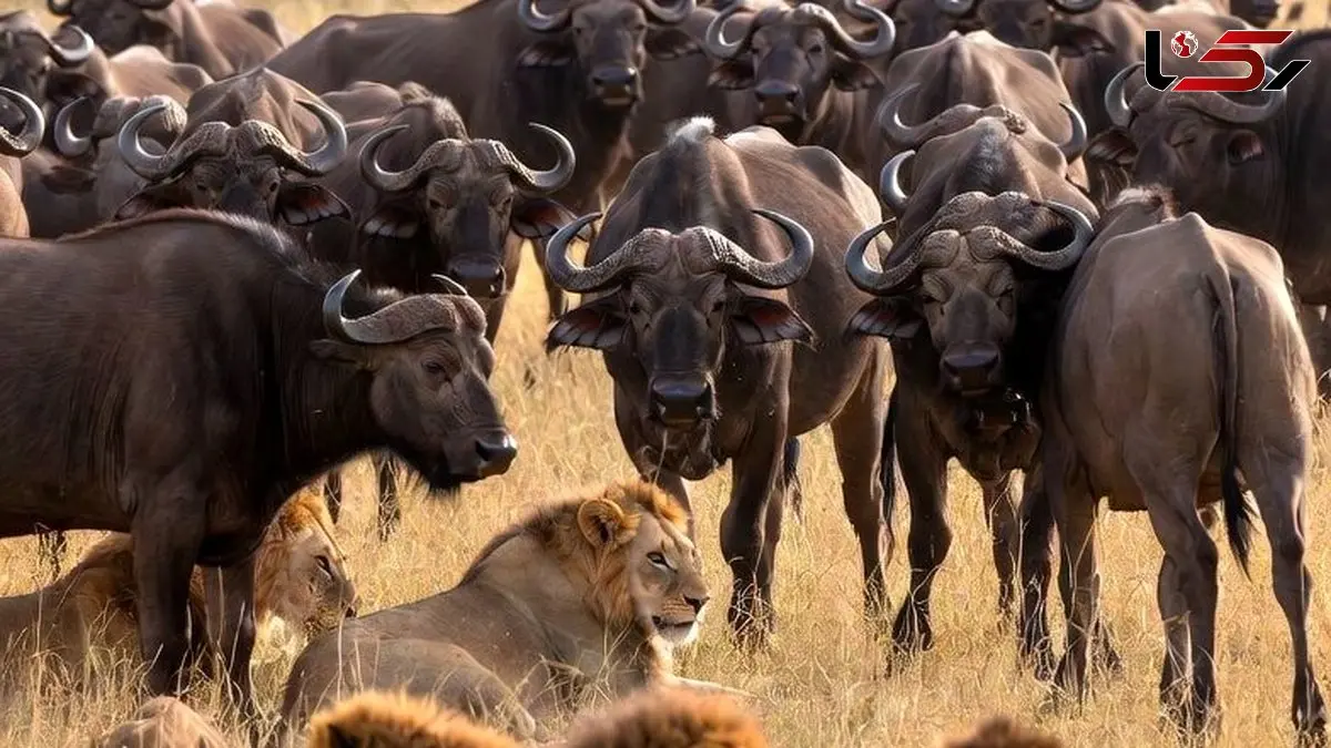 فیلم/ درس هایی از طبیعت؛ مستند حیات وحش/شکست شیرها در مقابل اتحاد دفاع گله گاومیش ها