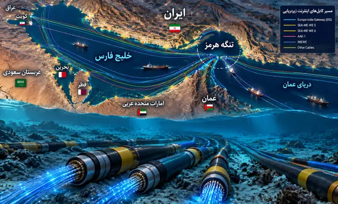 فیلم / در صورت قطعی کابلهای اینترنت در تنگه هرمز، اینترنت ایران هم قطع خواهد شد؟