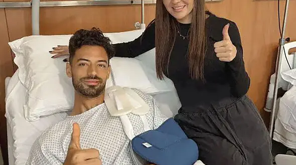 بازیکن چاقو خورده آرسنال به دیدن بازی تیمش رفت +عکس