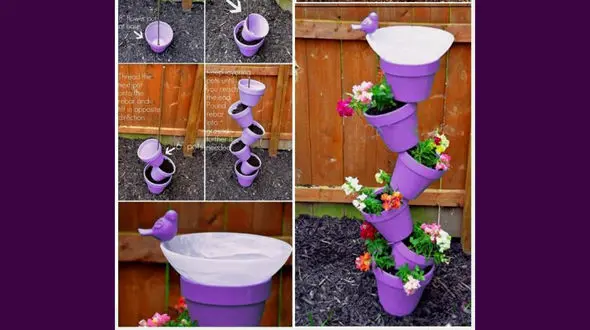 استفاده از گلدان های درهم به جای کاشت گیاهان داخل باغچه