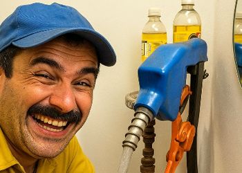 خلاقیت خنده‌دار و  تحسین برانگیز اوستا مکانیک ایرانی در ساخت روشویی با دنده 405 و شلنگ پمپ بنزین حماسه ساز شد/یه ایرانی هیچ وقت باخت نمیده
