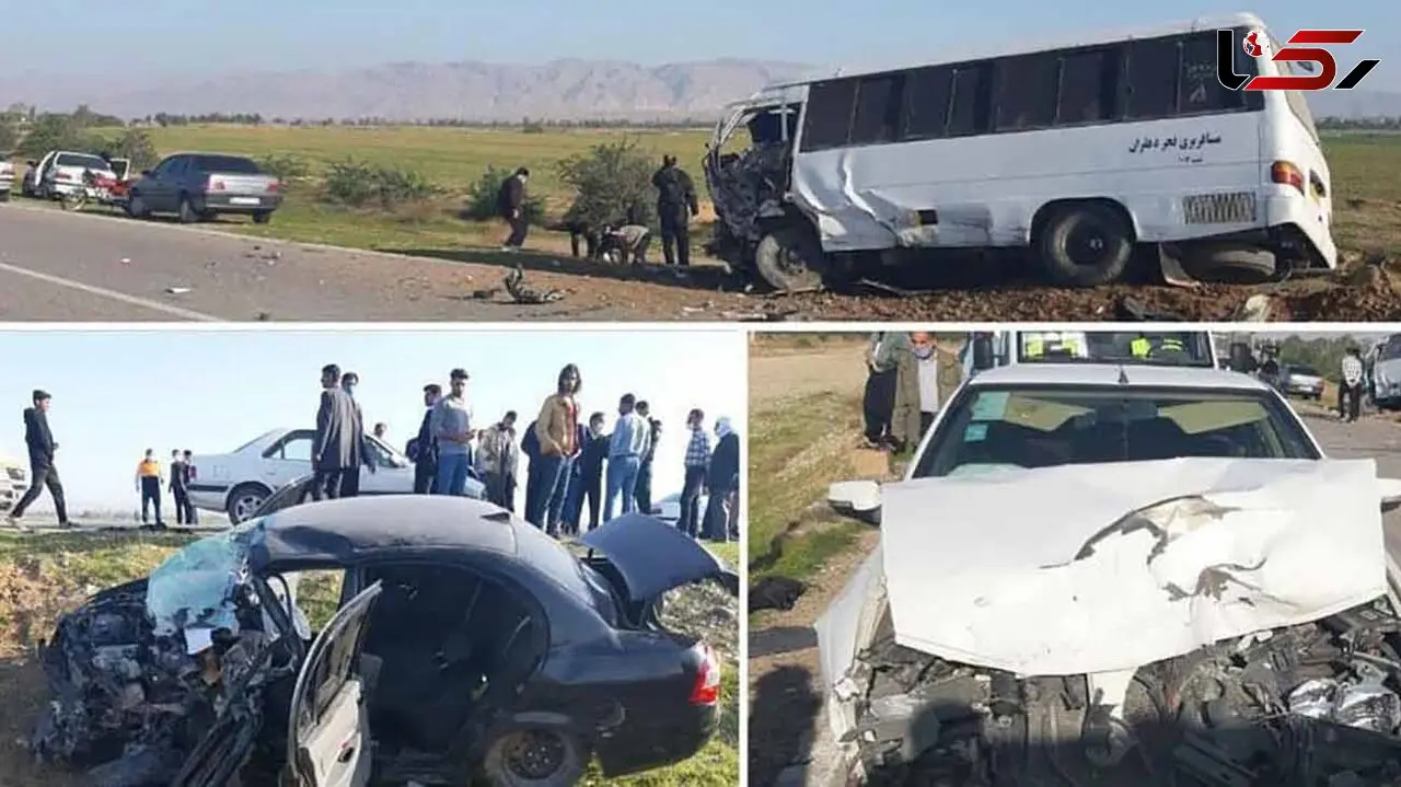 تصادف خونین چند خودرو در دهلران + عکس محل حادثه