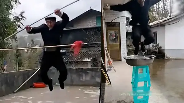 ببینید / پرش های دیدنی مرد میانسال + فیلم 