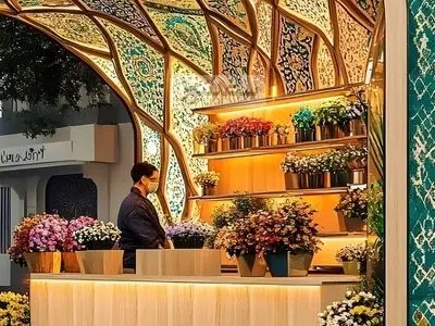 کاشی کاری و آینه های فیروزه ای در گل فروشی های ایرانی: ترکیبی خیره کننده