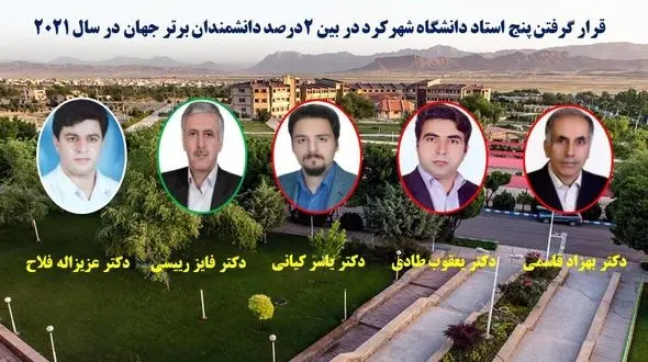 پنج استاد دانشگاه شهرکرد در بین 2درصد دانشمندان برتر جهان