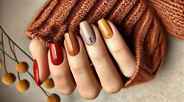 جدیدترین مدل‌ های ناخن پاییزی هنری و مینیمال برای استایلی متفاوت